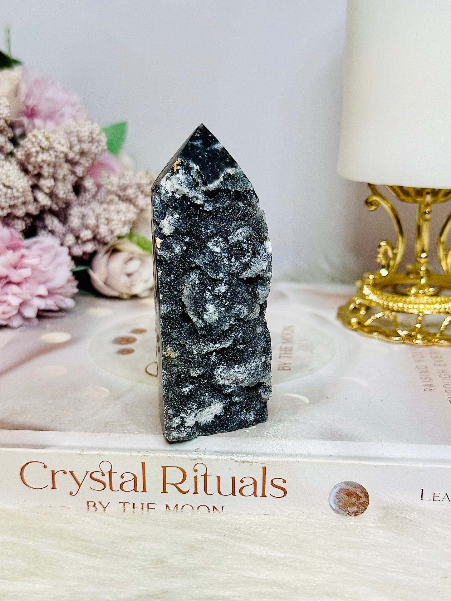 Black Druzy Sphalerite Tower 9cm
