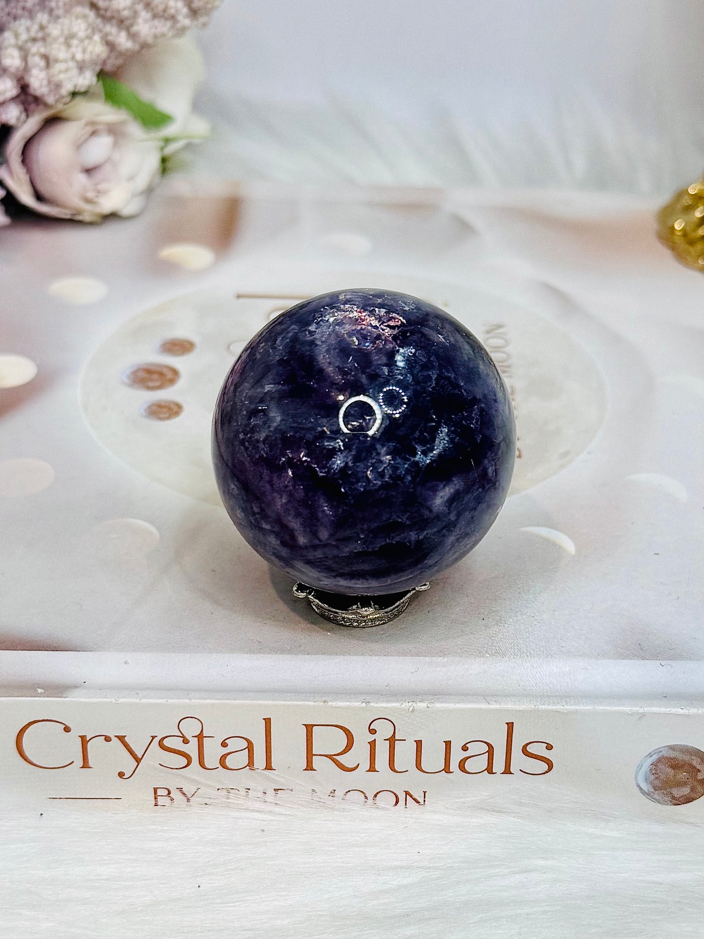 High Grade Fluorite Sphere with Rainbows 145g