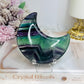 High Grade Rainbow Fluorite Moon on Stand 9.5cm 273g (light used in photo)