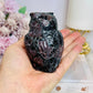 Chunky Garnet In Astrophyllite Carved Owl 9cm 410g