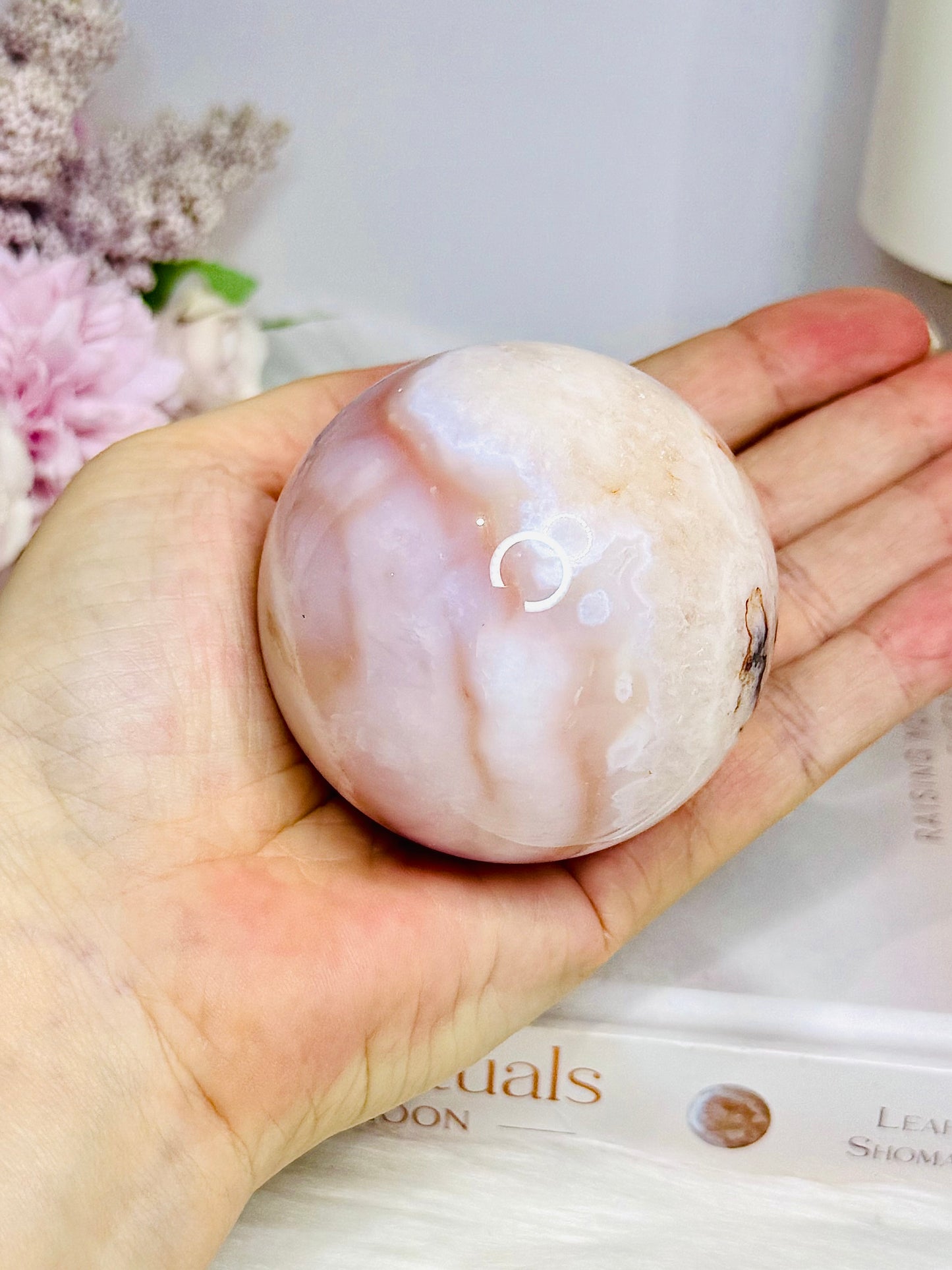 Flower Carnelian Large Sphere on Stand 327g