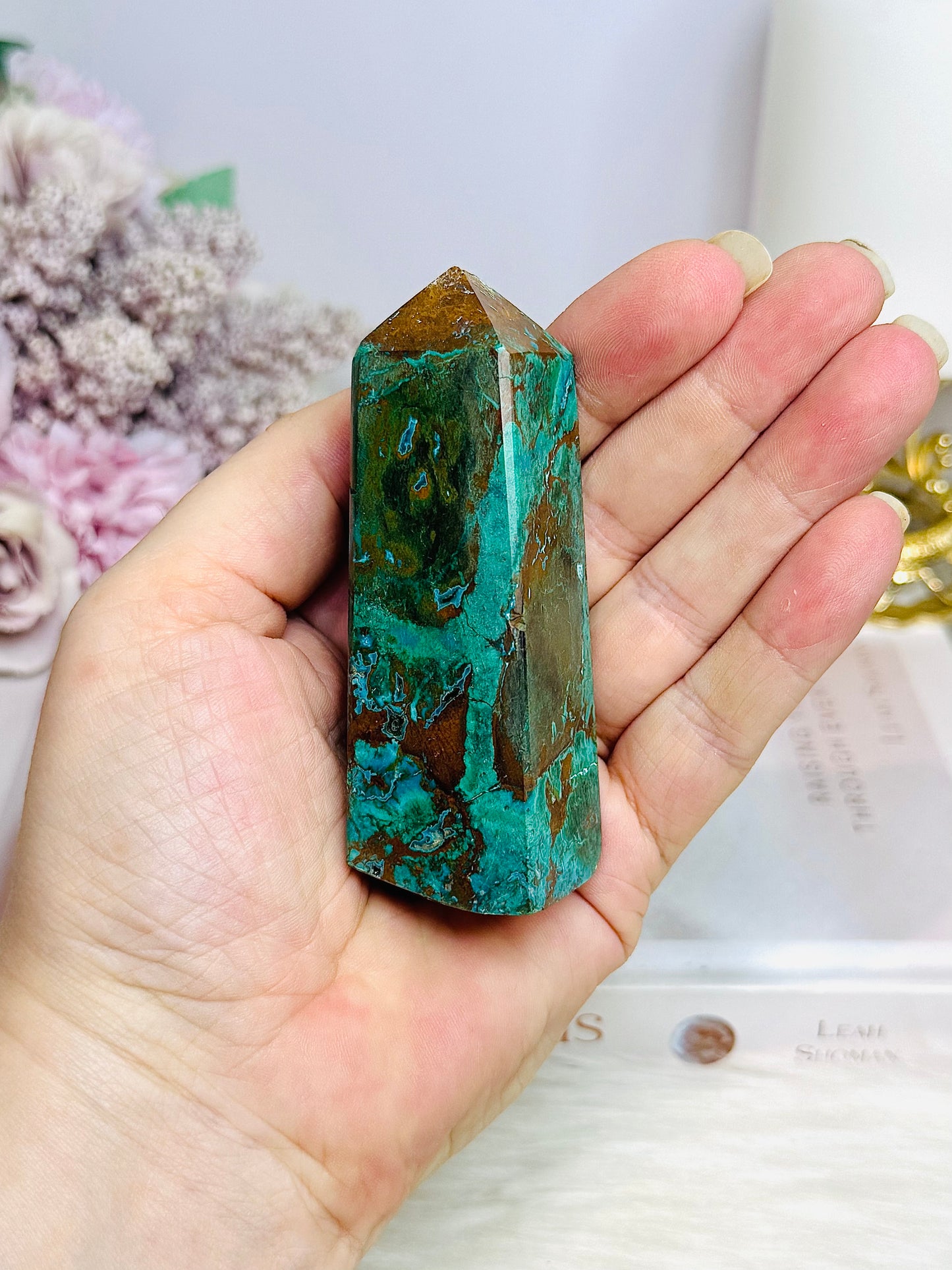 Natural Chunky Chrysocolla Tower 8.5cm