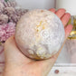 Large Rare Amethyst X Flower Agate Sphere On Stand 710g