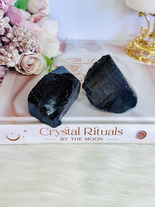 Set of 2 Blue Goldstone (synthetic) Pieces