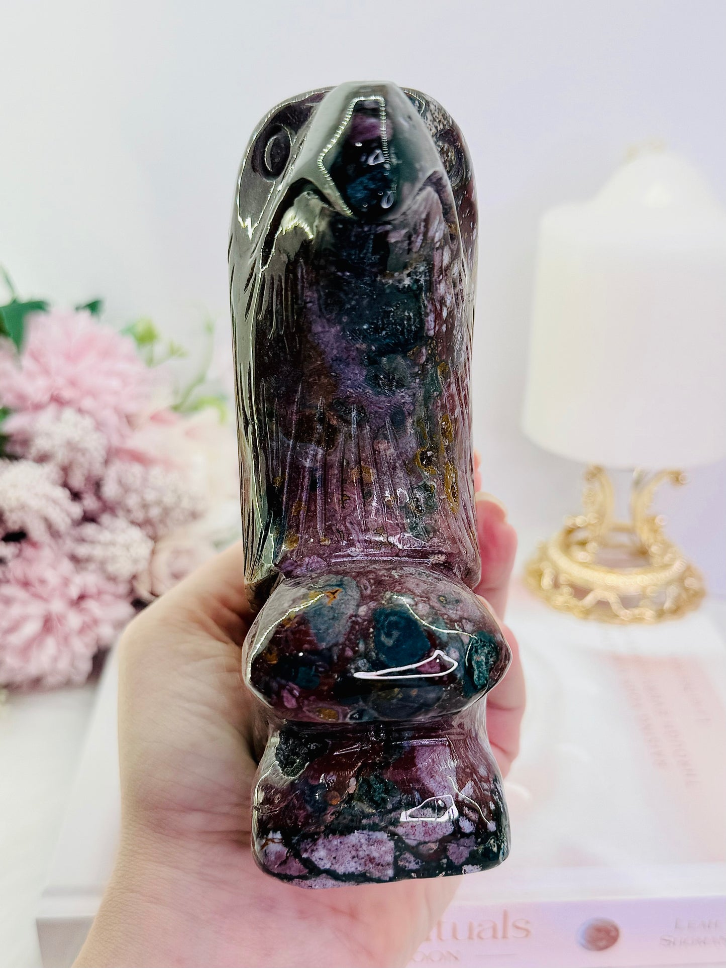 Joy & Happiness ~ Amazing Huge 947gram 16cm Ocean Jasper Eagle Bird Carving - Absolute Perfection