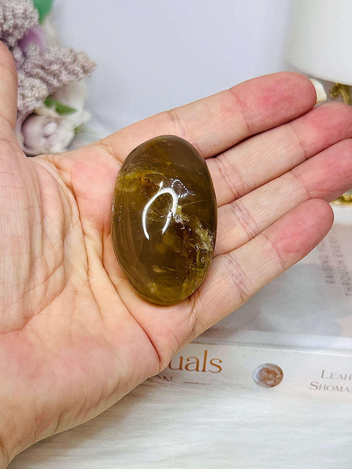 Golden Healer Palm Stone (stand is display only)