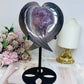Large Amethyst X Agate Druzy Wings / Heart on Stand 22.5cm