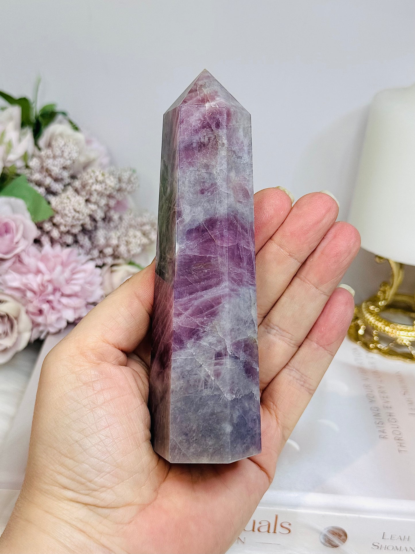 Large High Grade Lavender Rose Quartz Tower 13.5cm