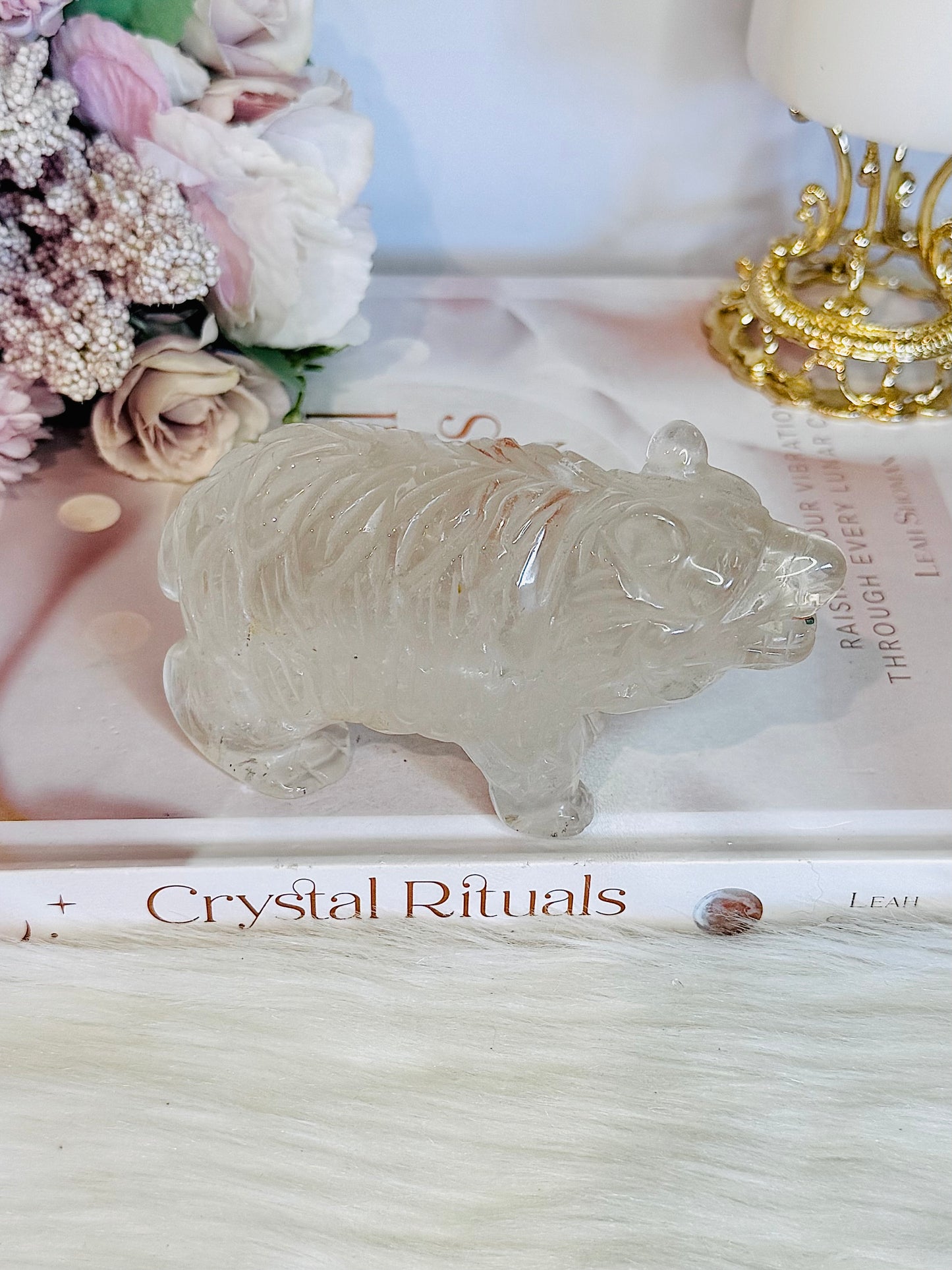 Chunky 11cm 359gram Clear Quartz Carved Bear