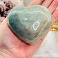 Puffy Large Natural Green Moonstone Carved Heart 423grams