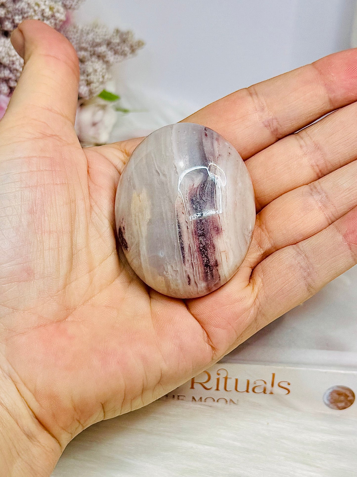 Pink Aragonite Palm Stone
