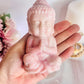 Large Chunky 11.5cm Pink Opal Carved Buddha