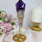 High Grade Phantom Amethyst Point | Obelisk on Gold Stand 20cm