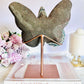 Classy Fabulous Large 23cm 1KG Amethyst Carved Butterfly On Rose Gold Stand From Brazil