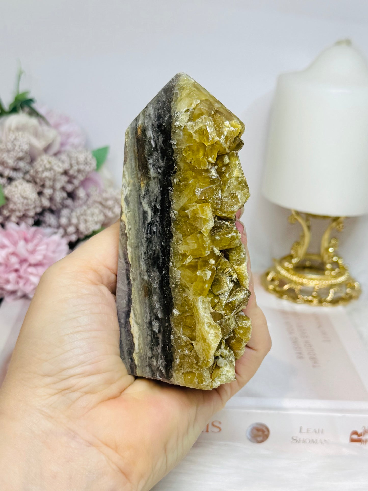 Fluorite X Pyrite Druzy Tower 11.5cm 448g