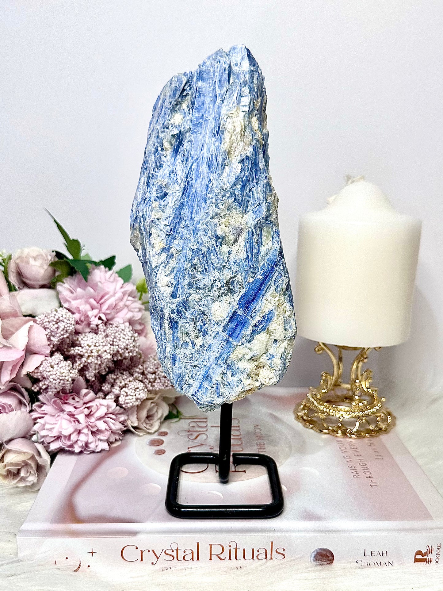 ⚜️ SALE ⚜️ Aligns All Chakras ~ Stunning Large Natural Blue Kyanite Specimen On Stand 22cm 1.13grams