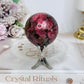 High Grade Rhodonite Sphere On Stand 200g