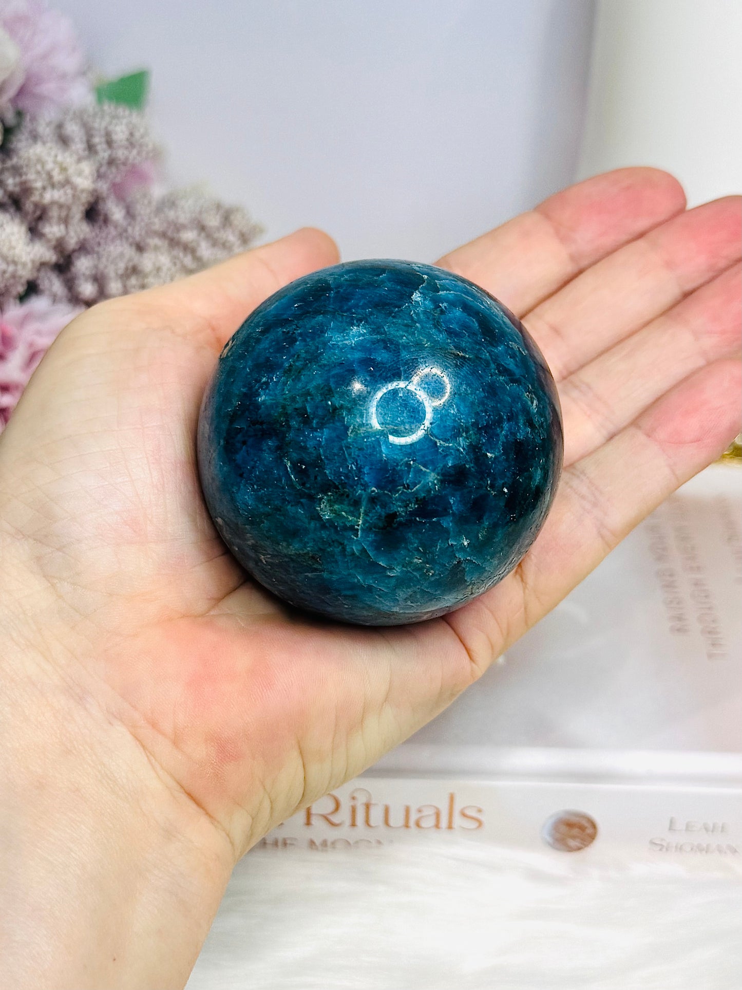 Blue Apatite Sphere on Stand 350g