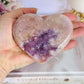 Fabulous High Grade Druzy Pink Amethyst Carved Heart 10cm On Stand