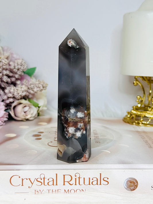 Flower Agate Druzy Tower 11cm