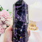 Large 16cm Chunky 865gram Purple Root Fluorite Tower
