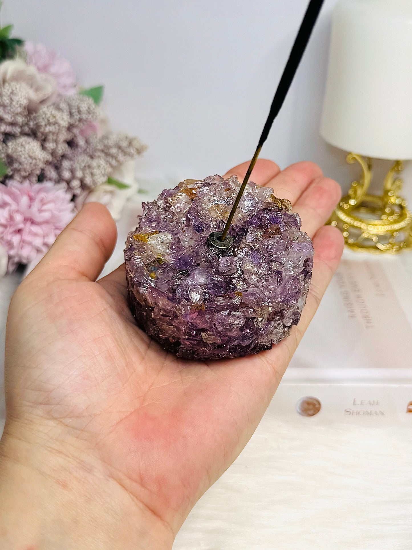 Resin Amethyst Incense Holder 7cm