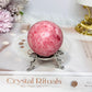 Thulite Sphere with Epidote 202g On Stand
