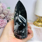 Black Tourmaline in Quartz Carved Flame From Brazil 12.5cm 491g