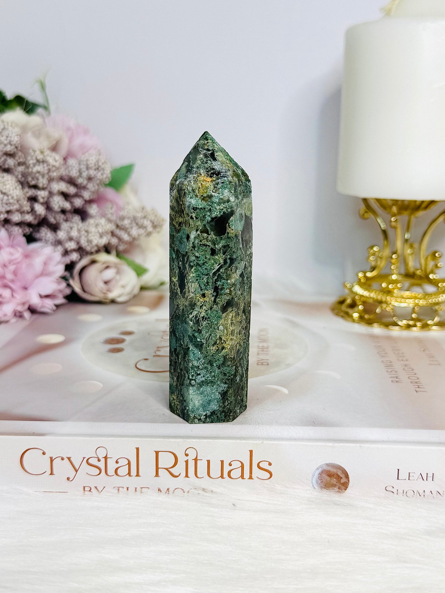 Moss Agate Tower 9.5cm