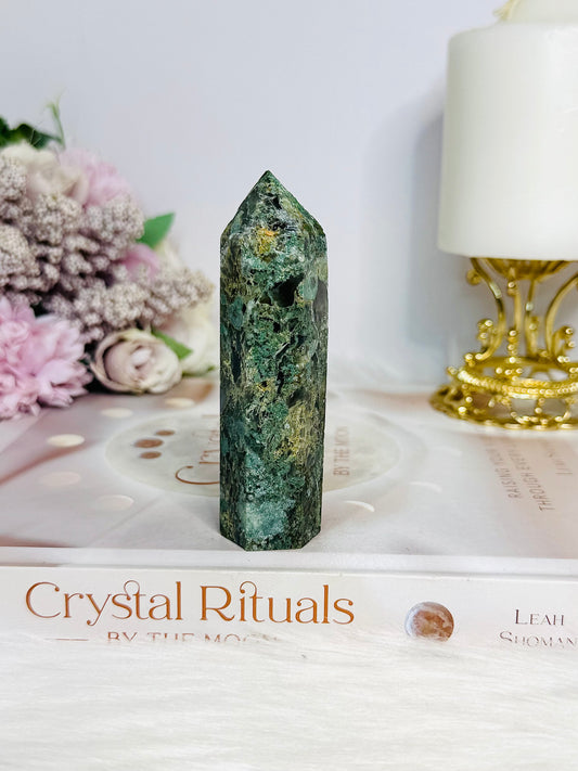 Moss Agate Tower 9.5cm