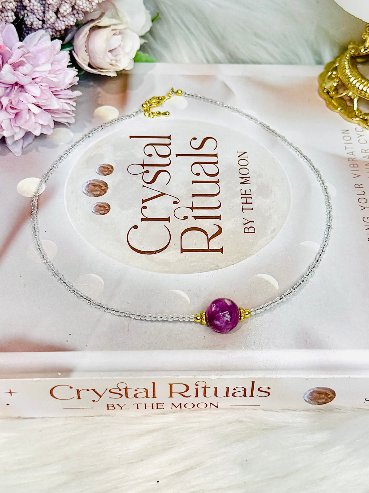 Purple Mica | Lepidolite Beaded Necklace In Gift Bag