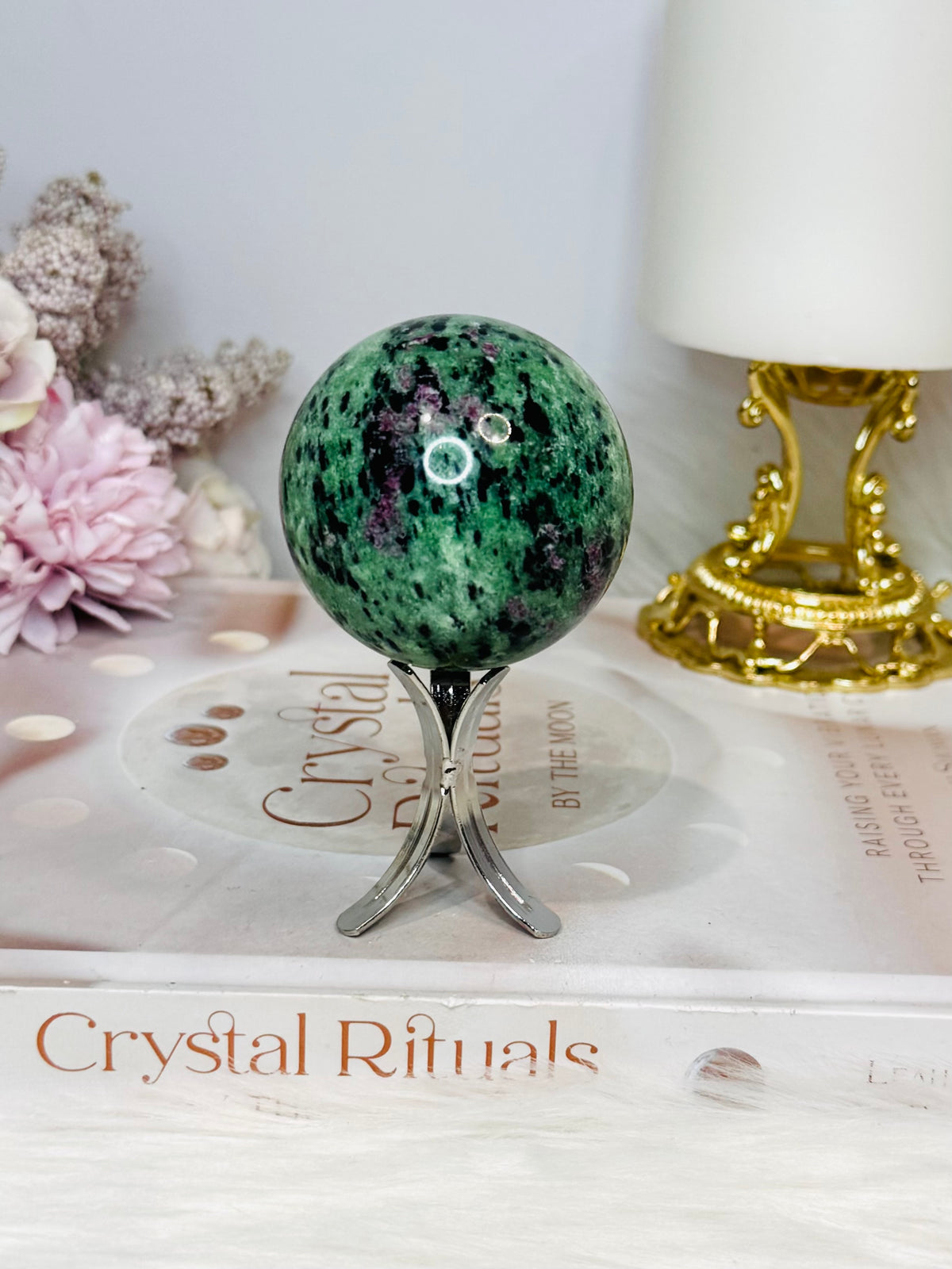 Ruby Zoisite Sphere on Stand 213g