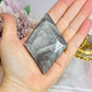 Silver Sheen Obsidian Carved Diamond On Stand 16cm