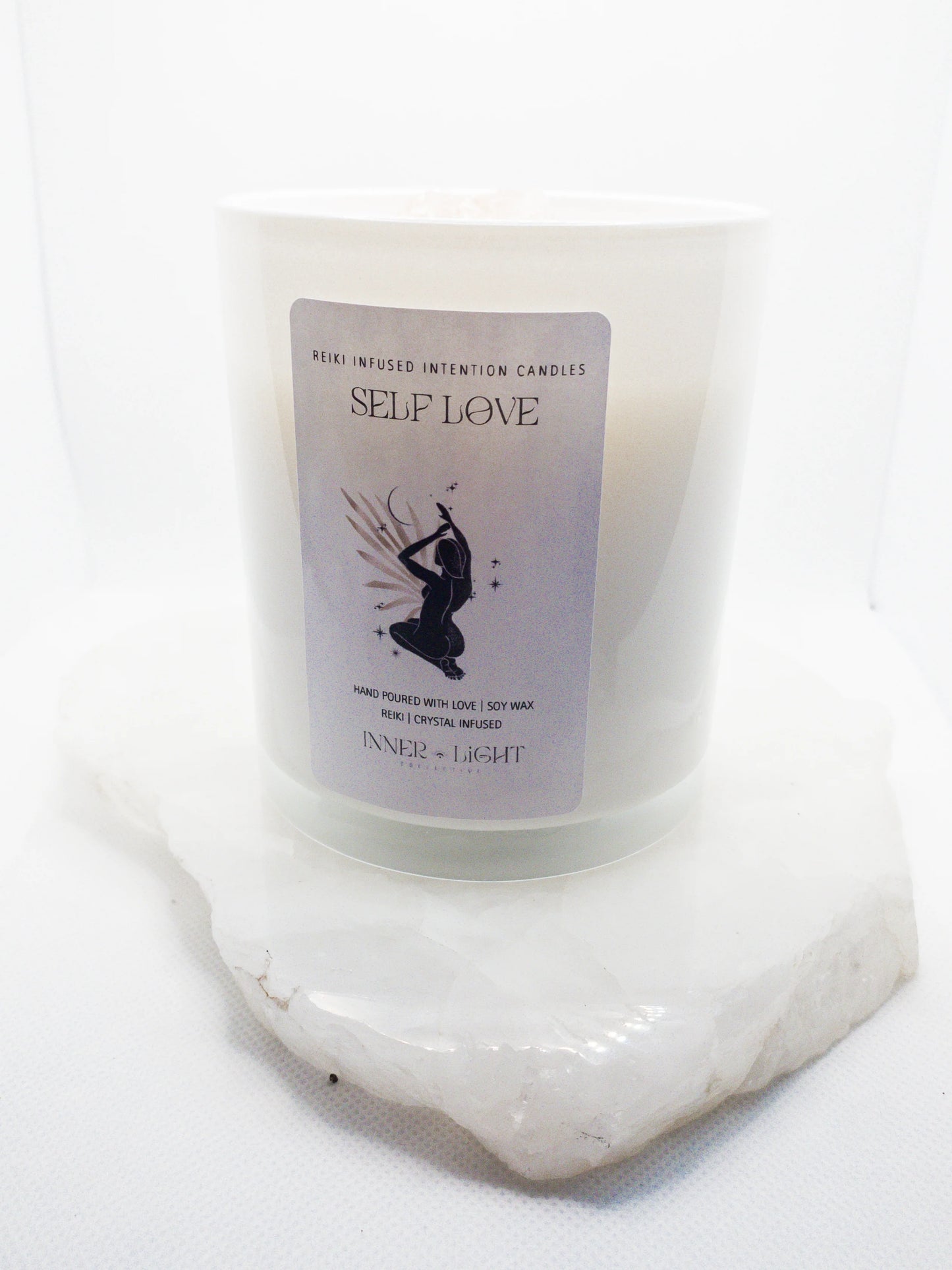 ‘Self Love’ - Reiki + Crystal Infused Candle ~ Indulge In This Large Rose Quartz Infused Candle
