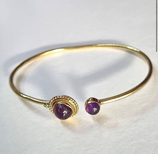 Amethyst Brass Bangle