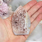 Flower Agate Carved Thin Flame on Stand 7.5cm
