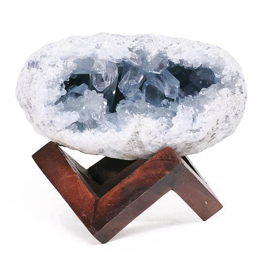 Large Natural Blue Celestite Cluster Specimen 2.29KG On Stand