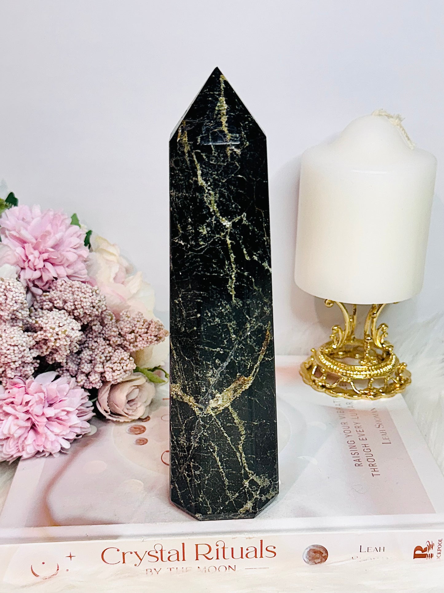 Exceptionally Stunning High Grade Large Chunky Natural Black Tourmaline with Gold Mica Tower | Generator 822grams