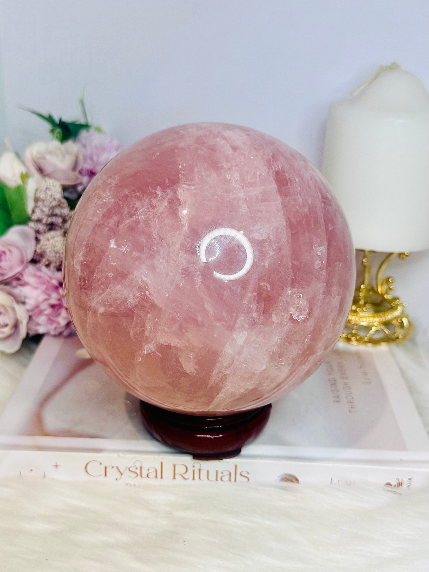 Huge Rose Quartz Sphere 3KG on Stand