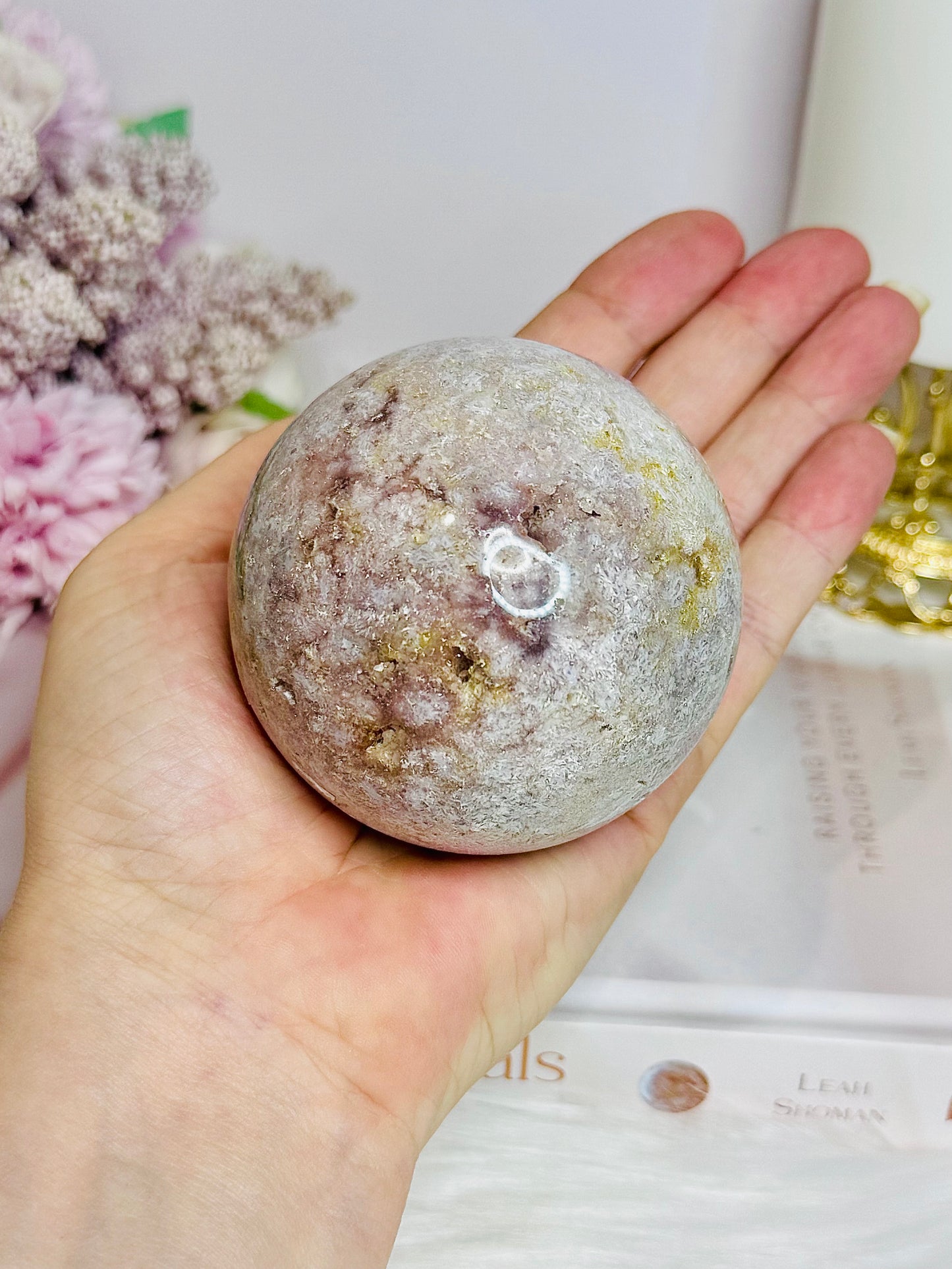 Pink Amethyst Sphere on Stand 417g