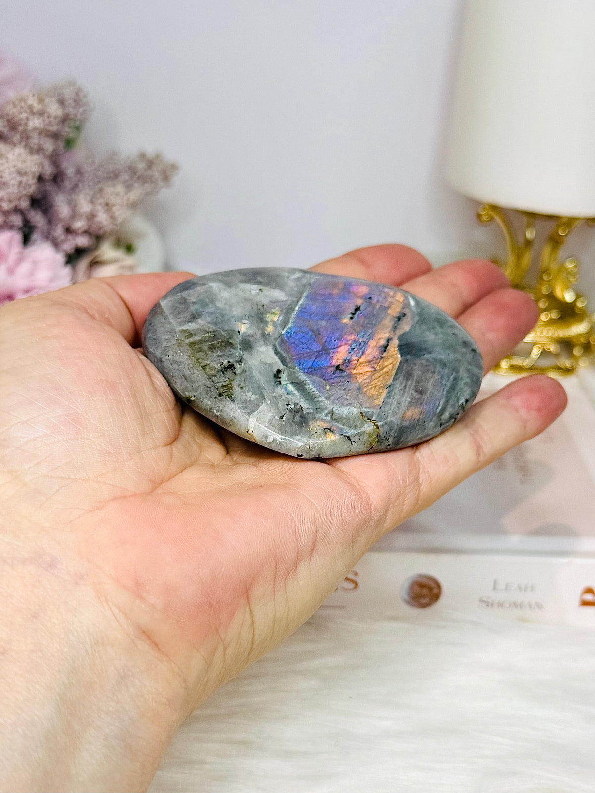 Labradorite Heart with Purple Flash 8cm