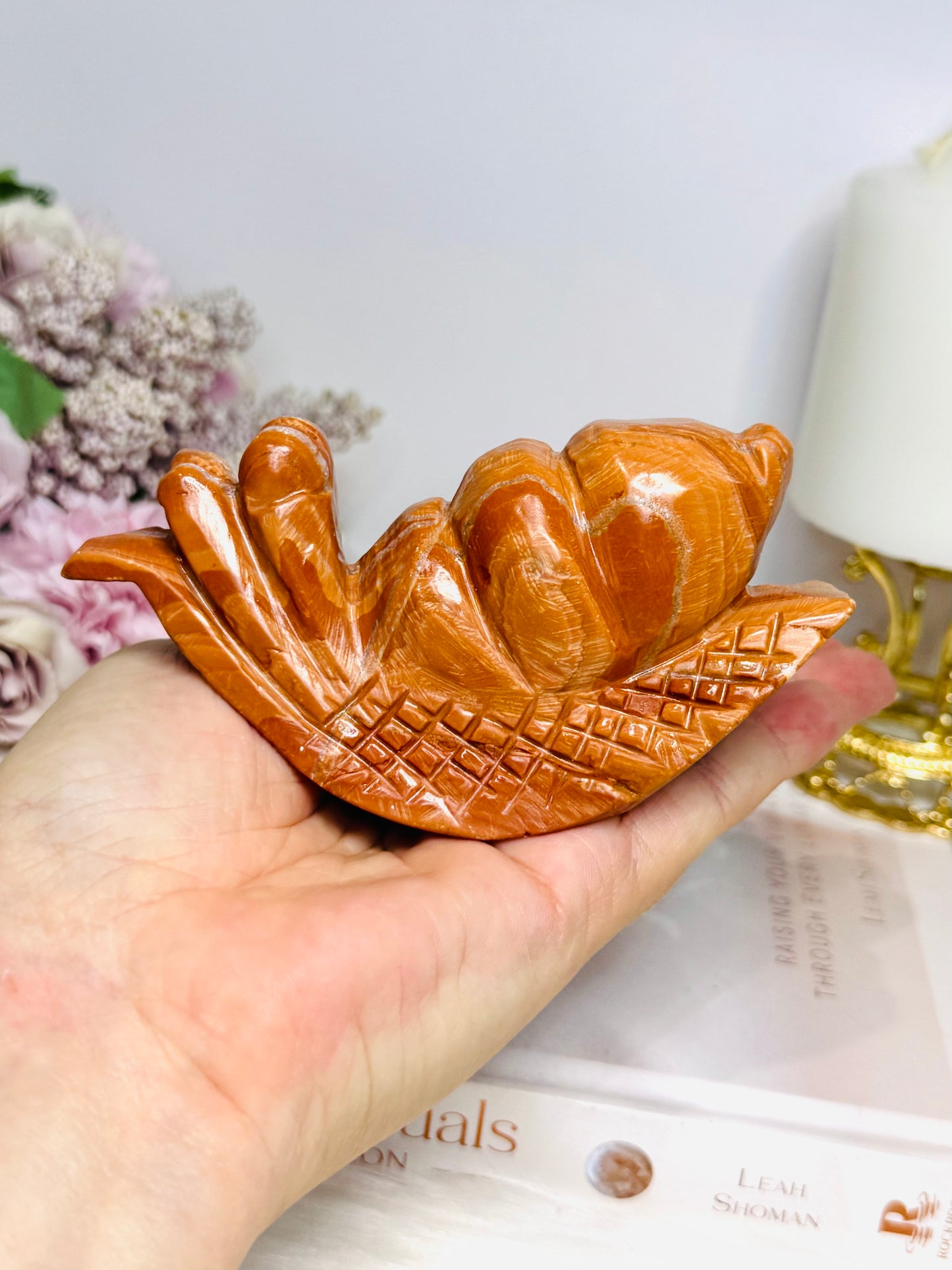 Chunky Large Orange Jasper Snail 11.5cm 296g