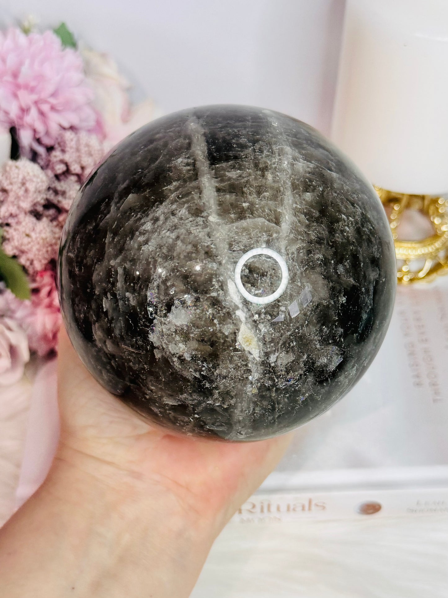 Supports Depression & Anxiety ~ Huge Smokey Quartz Sphere On Stand 1.64KG