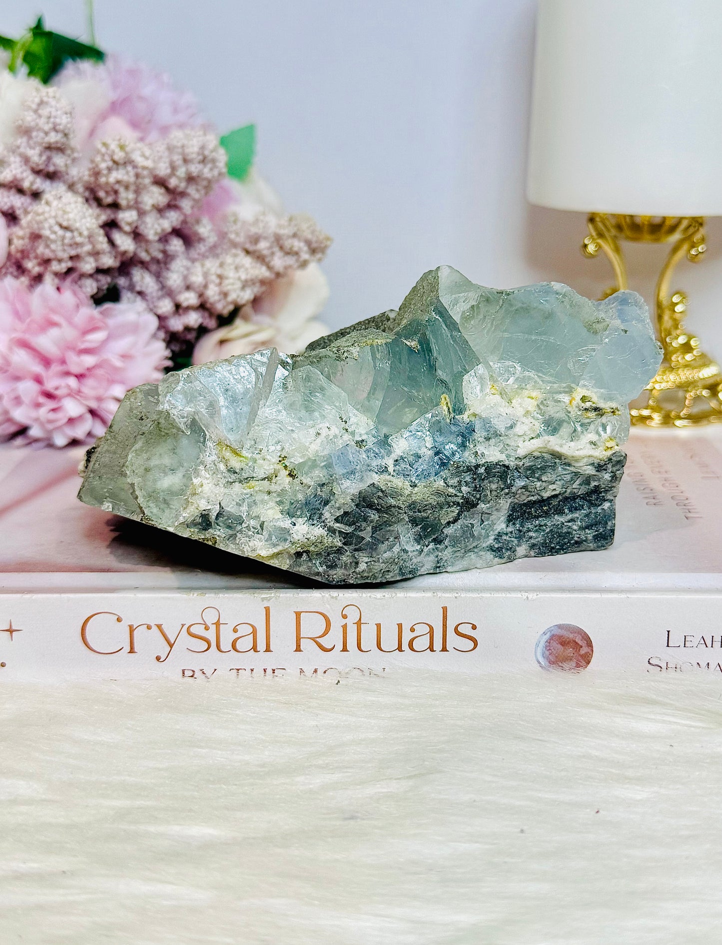 Rare Large Natural Blue Fluorite Specimen with Pyrite Inclusions 12cm 696g