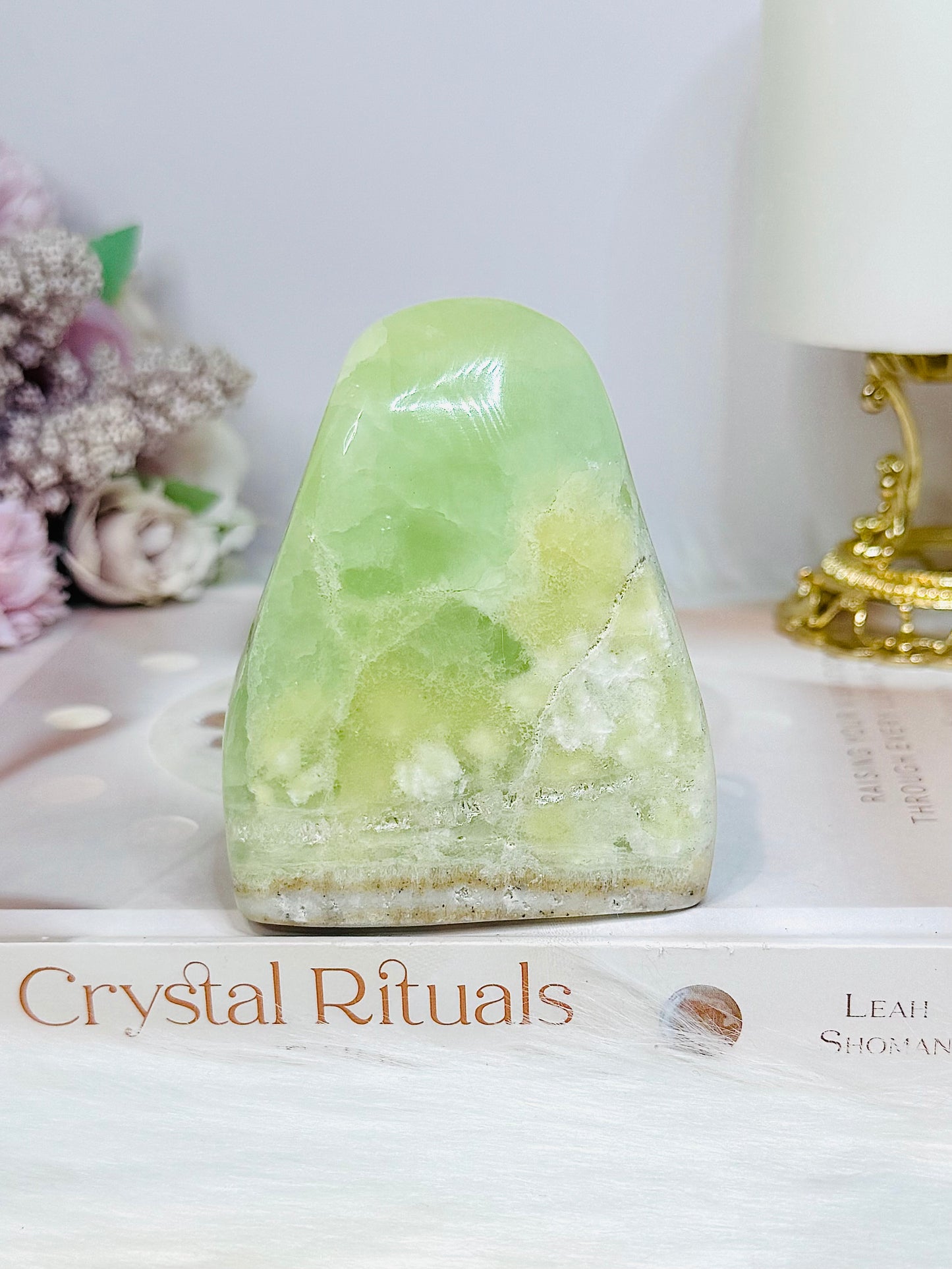 Natural Green Pistachio Calcite Freeform 8cm 308g