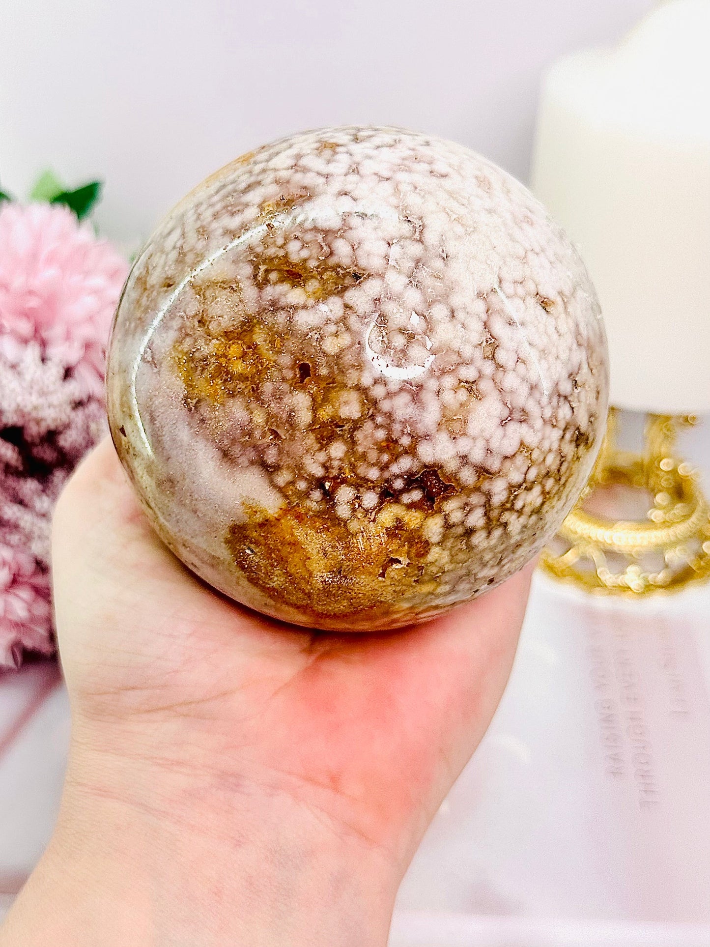 Large Pink Amethyst Druzy Sphere on Stand 9.5cm 837grams