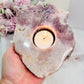 Elegant Pink Amethyst Large Natural Candle Holder 16cm