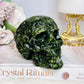 Green Jade Filigree Carved Skull 9cm