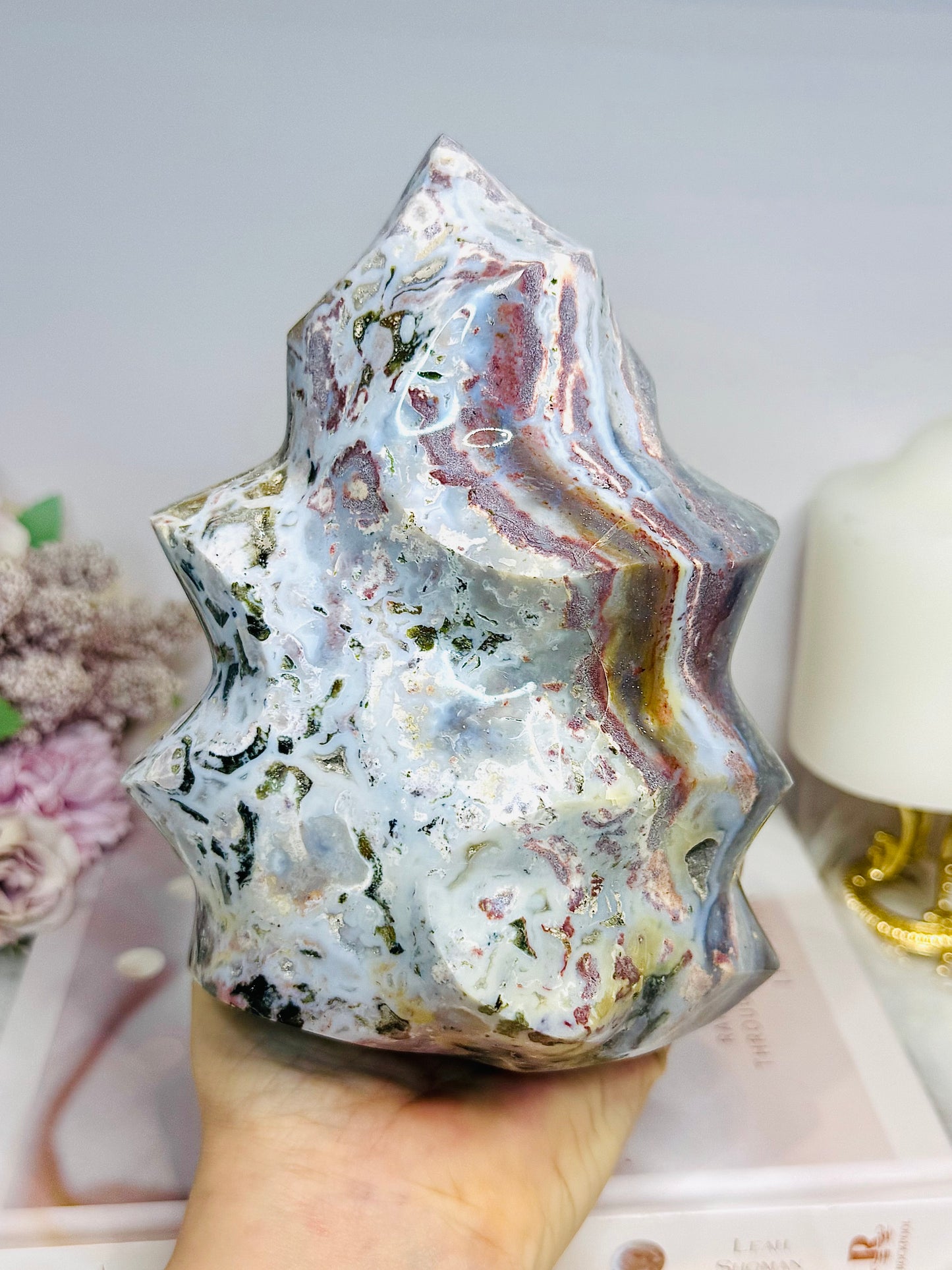 Huge Ocean Jasper Carved Flame 17cm 1.87KG