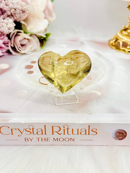 Stunning Small Citrine Puffy Heart on Stand